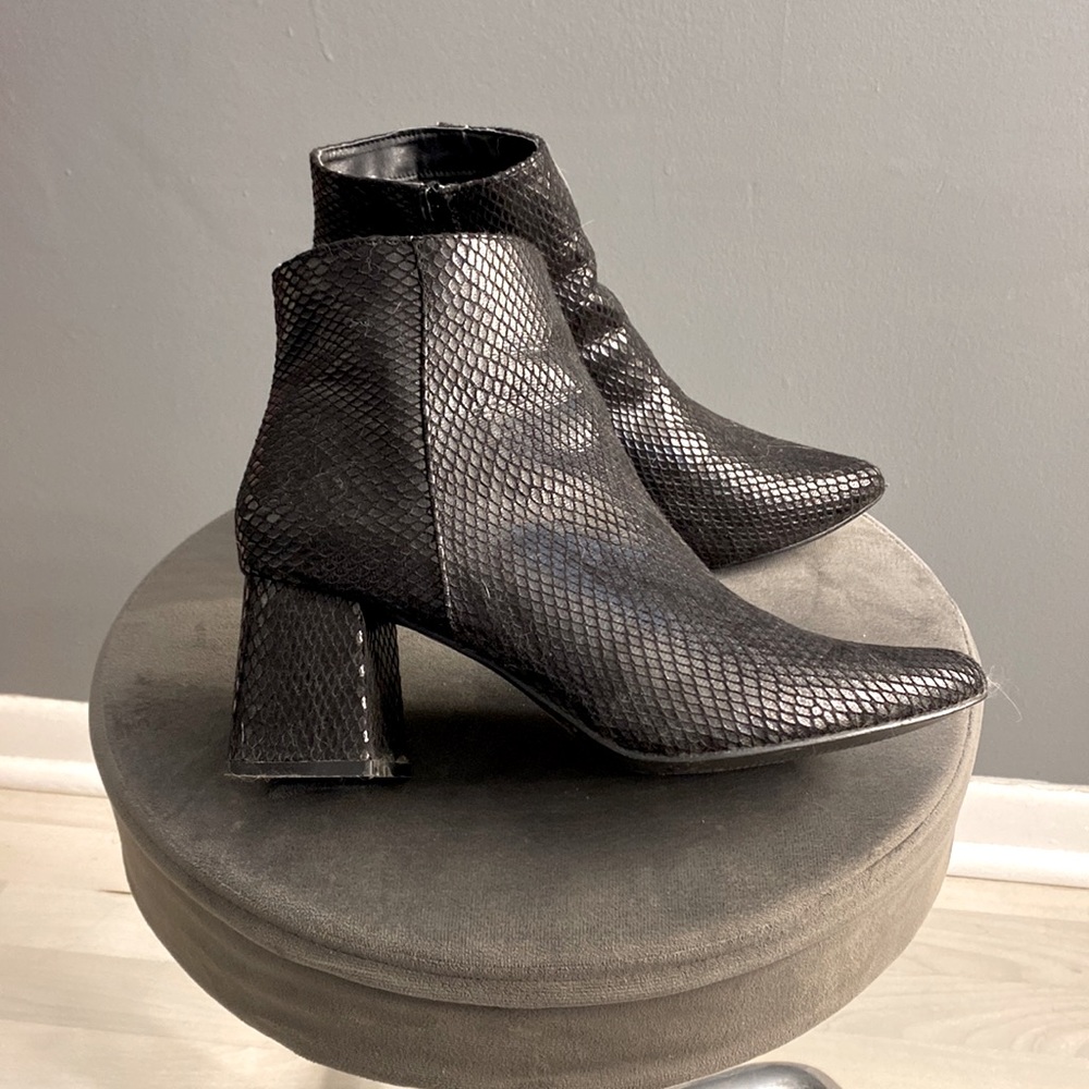 Snakeskin booties